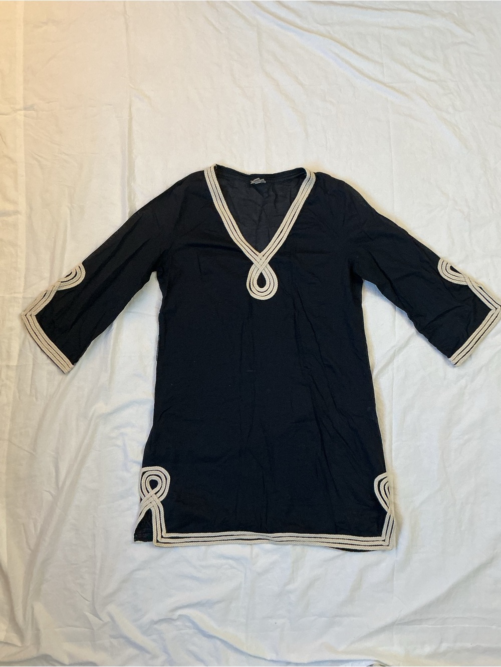 Milly Dark Blue Swim Coverup with Cream Trim